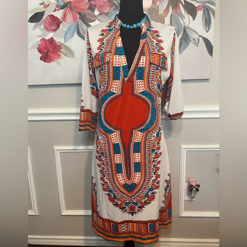 Vibrant Multicolor Tribal Print Dress - Picture 4 of 15